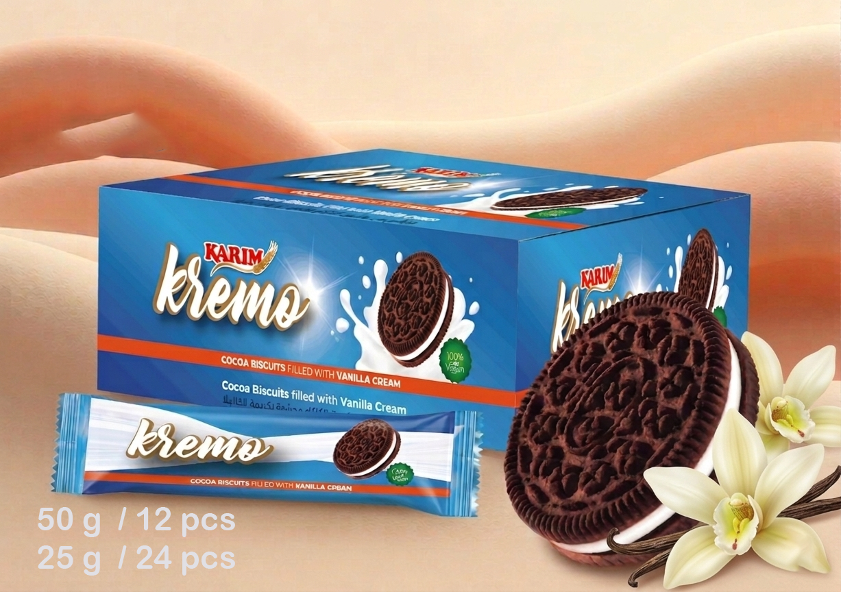 Kremo cocoa biscuits vanilla cream