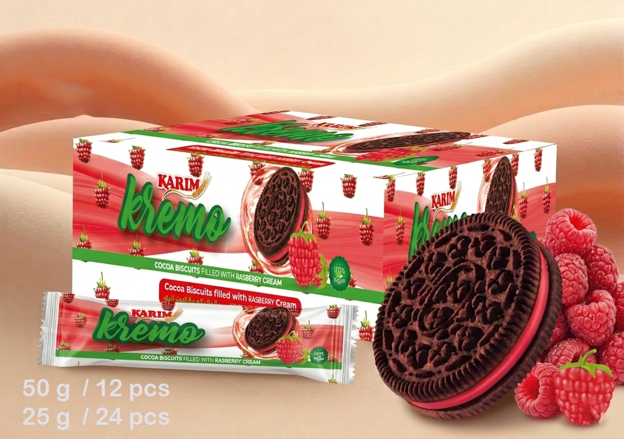 Kremo cocoa biscuits raspberry cream