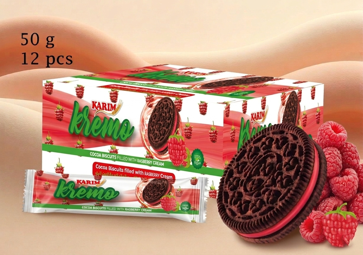 Kremo cocoa biscuits raspberry cream