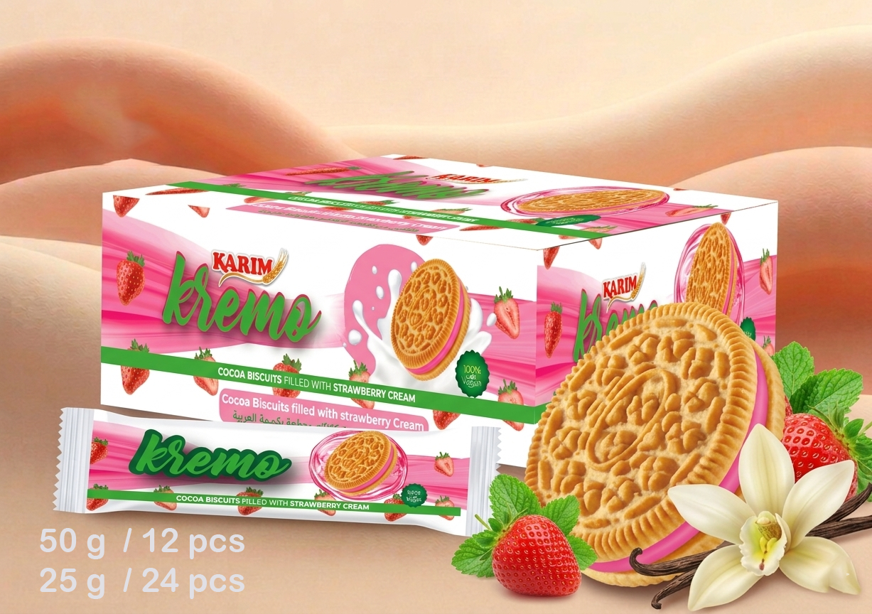 Kremo vanilla biscuits strawberry cream