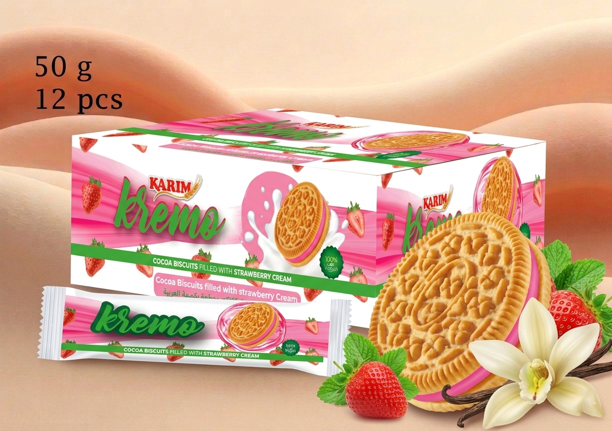 Kremo vanilla biscuits strawberry cream